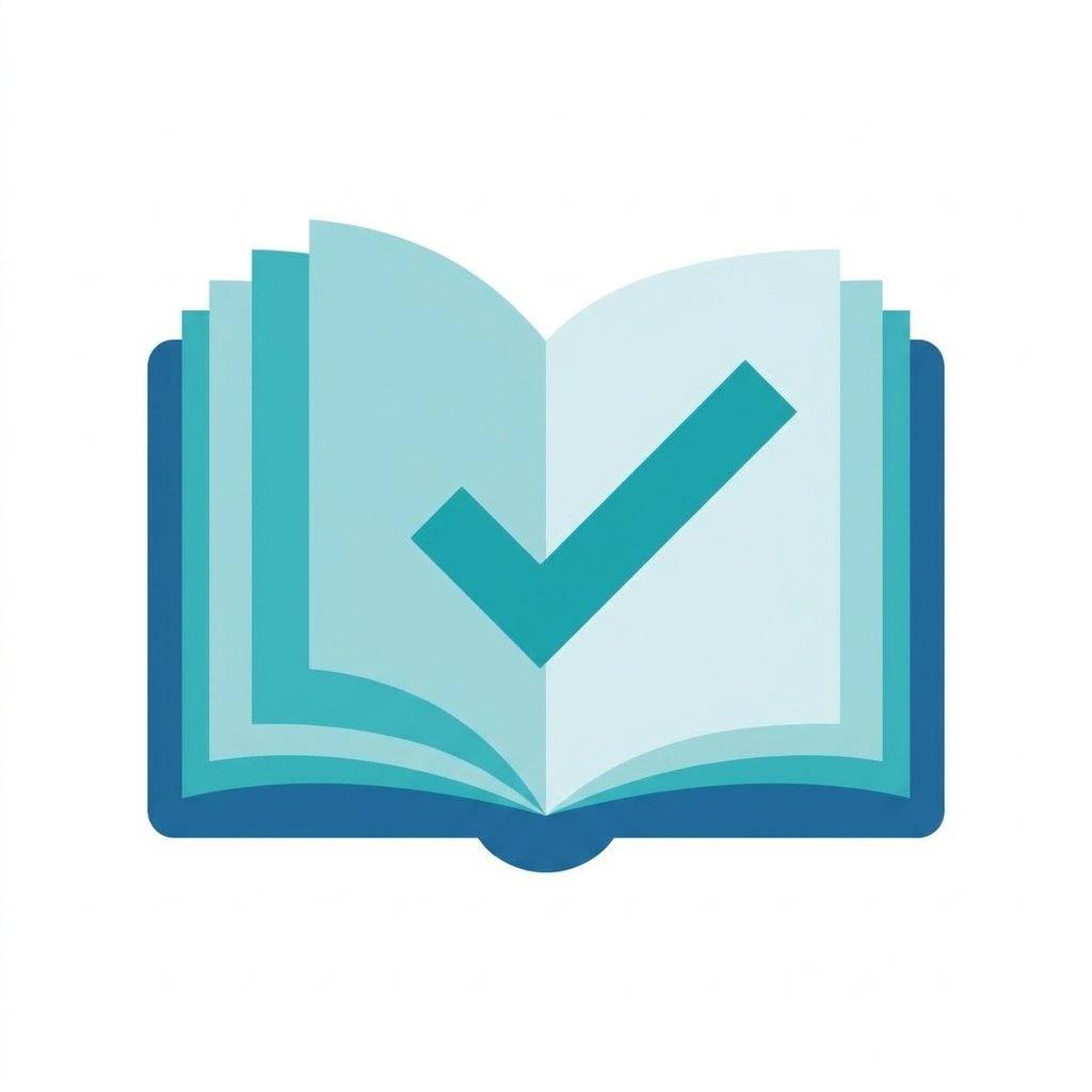 Open book with a checkmark, representing buying guides