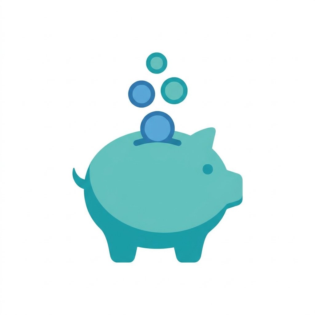 Piggy bank icon representing savings on online purchases